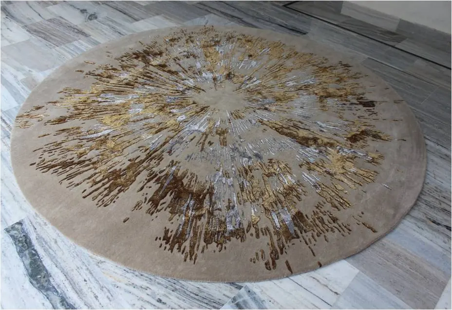 Contemporary round hand-tufted rug
